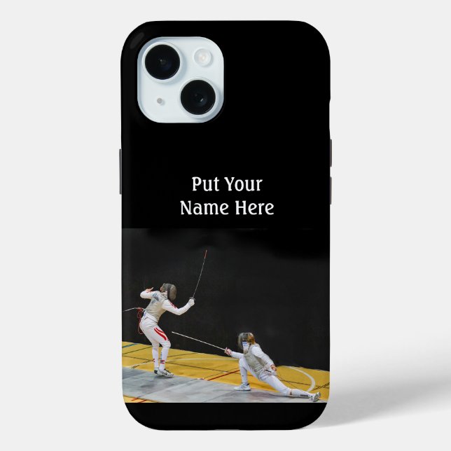 Fencing Sport of 2 duelers in action Personalise Case-Mate iPhone Case (Back)
