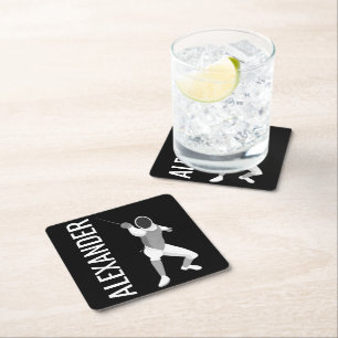 Fencing Square Paper Coaster