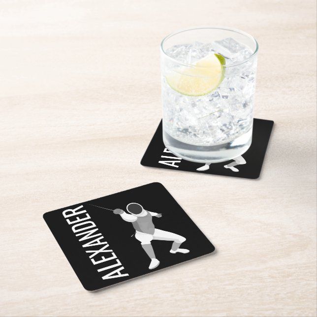 Fencing Square Paper Coaster (Insitu)