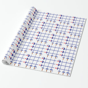 Fencing Sword Grid Wrapping Paper