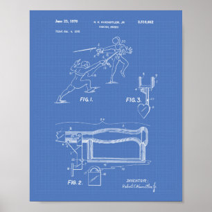 Fencing Swords 1970 Patent Art Blueprint Poster