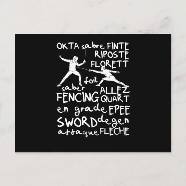 Fencing terms training fencer team foil postcard (Front)