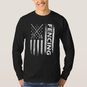 Fencing Us American Flag Fencer Sabre Rapier Duel  T-Shirt