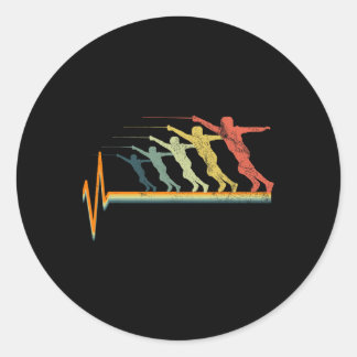 Fencing Vintage Heartbeat Gift Love Gift  Classic Round Sticker