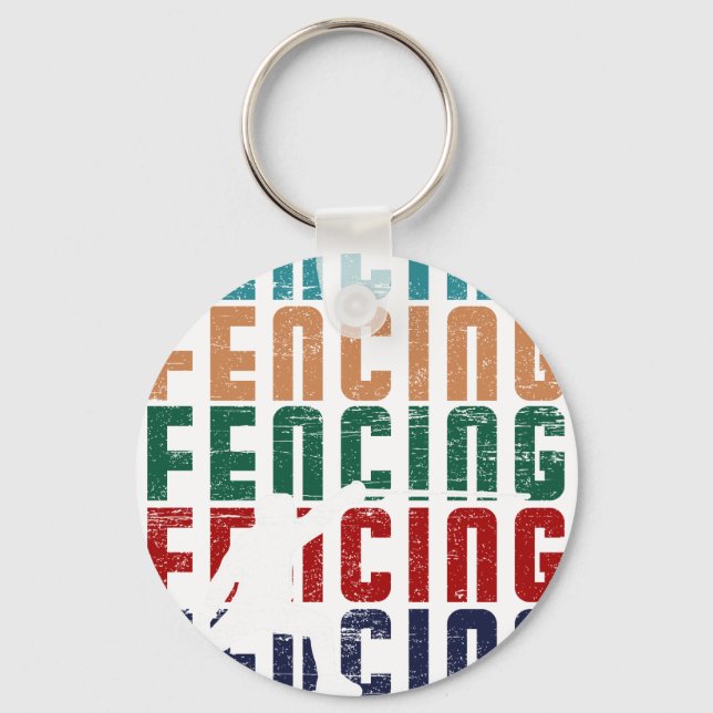 Fencing Vintage Retro Design Fencer Key Ring (Front)