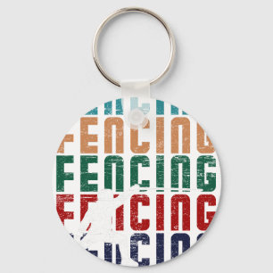 Fencing Vintage Retro Design Fencer Key Ring