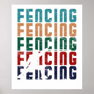 Fencing Vintage Retro Design Fencer Poster