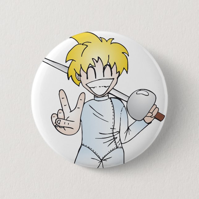Fencing with Smile 6 Cm Round Badge (Front)