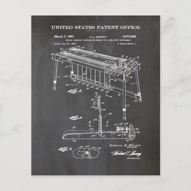 Fender Steel Guitar Patent- Cute Guitar Lover Gift Flyer (Front)