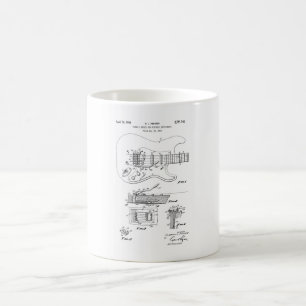 Fender stratocaster guitar patent  coffee mug