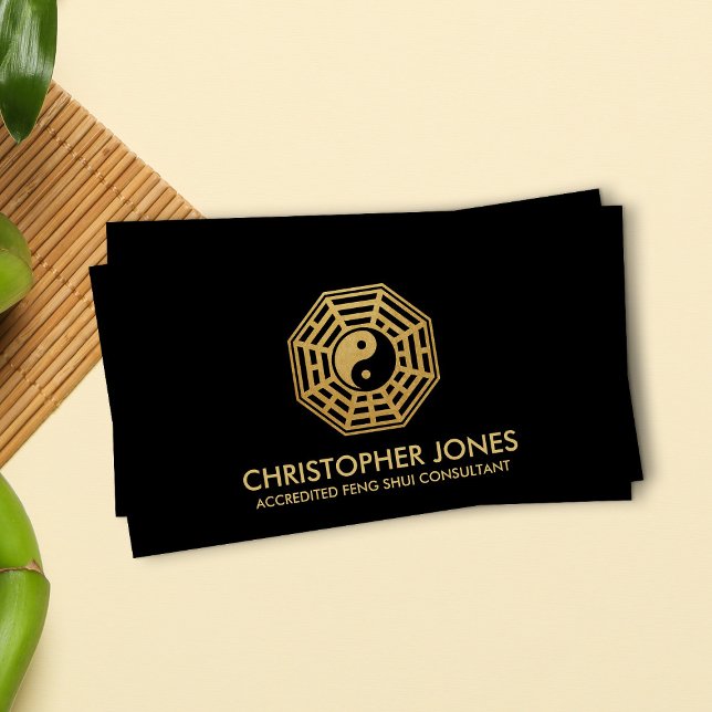 Feng Shui Bagua map black and gold Business Card (Creator Uploaded)