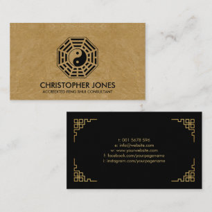 Feng Shui Bagua map black and gold Business Card