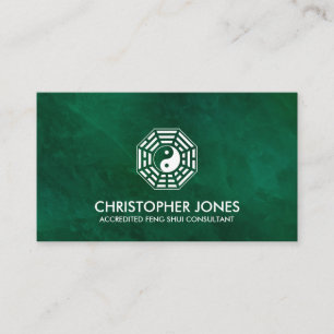 Feng Shui Bagua / Pakua - white on Green Business Card