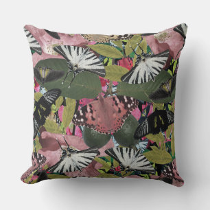 Feng Shui Butterflies Floral Tropical Pattern Cushion