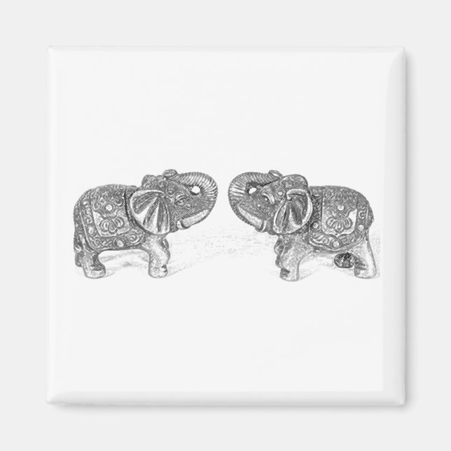 Feng Shui Double Elephant - B&W Magnet (Front)