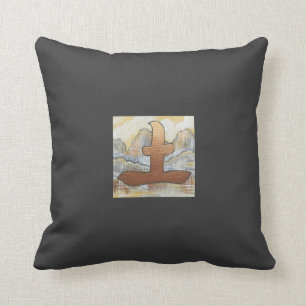 Feng Shui earth symbol oriental design charcoal Cushion