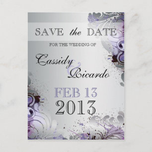 Feng Shui Flourishes of Purple and Silver Tones Announcement Postcard