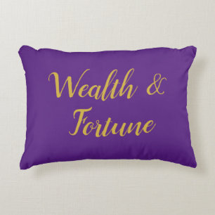 Feng Shui Purple & Gold "Wealth & Fortune" Decorative Cushion