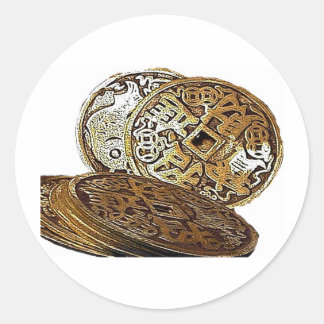 FENG SHUI WEALTH COINS CLASSIC ROUND STICKER