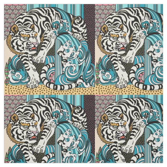 Feng Shui White Tiger Fabric (Swatch)