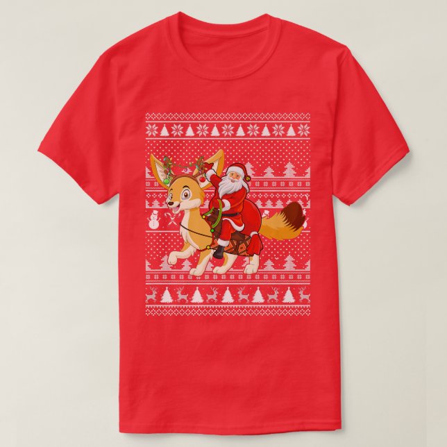 Fennec Fo Lover Santa Riding Fennec Fo Ugly Christ T-Shirt (Design Front)