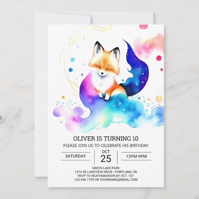 Fennec Fox Birthday Extravaganza Invitation (Front)