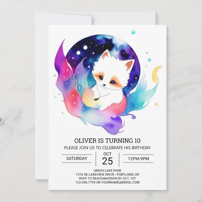 Fennec Fox Birthday Party Invitation (Front)