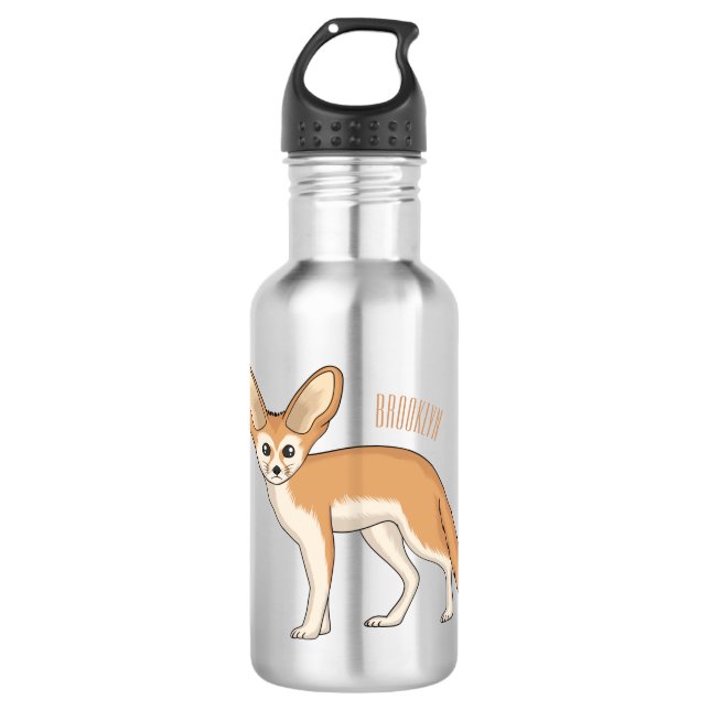 Fennec fox cartoon illustration 532 ml water bottle (Front)