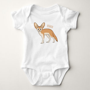 Fennec fox cartoon illustration  baby bodysuit