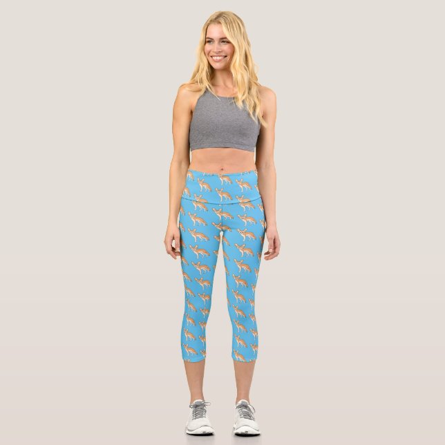 Fennec fox cartoon illustration capri leggings (Front)