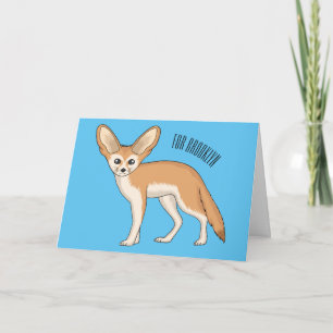 Fennec fox cartoon illustration  card