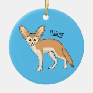 Fennec fox cartoon illustration ceramic tree decoration