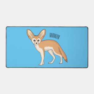 Fennec fox cartoon illustration desk mat