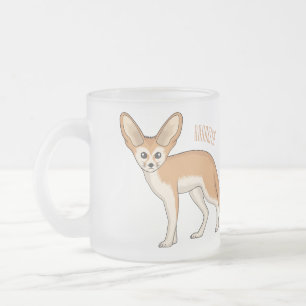 Fennec fox cartoon illustration frosted glass coffee mug