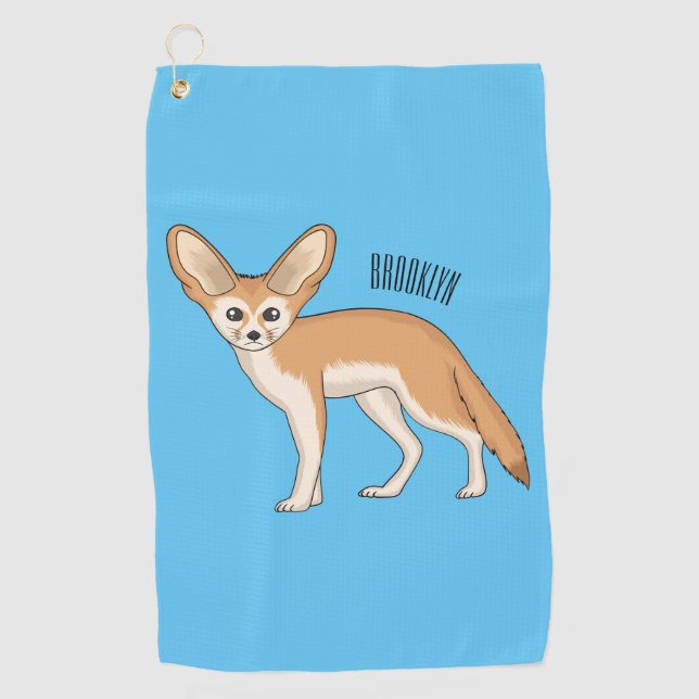 Fennec fox cartoon illustration  golf towel (Front)