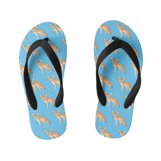 Fennec fox cartoon illustration kid's flip flops (Footbed)