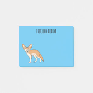 Fennec fox cartoon illustration post-it notes