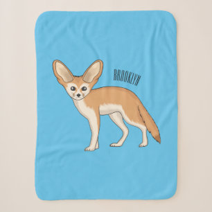 Fennec fox cartoon illustration sherpa blanket