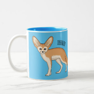 Fennec fox cartoon illustration Two-Tone coffee mug