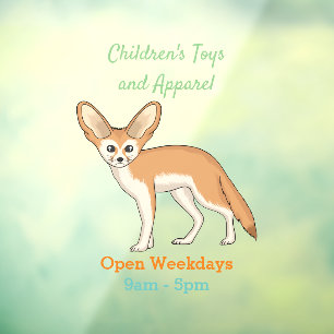 Fennec fox cartoon illustration window cling