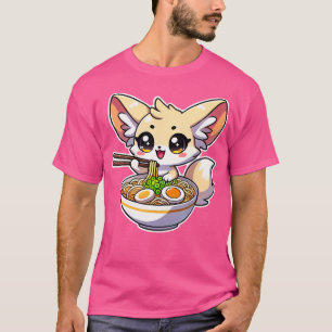 Fennec Fox Eating Ramen Japanese Anime Kawaii Girl T-Shirt
