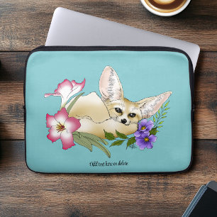 Fennec Fox Flowers Cute Laptop Sleeve