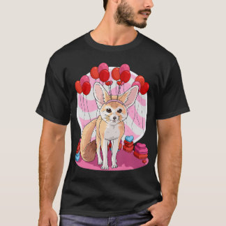 Fennec Fox Heart Valentine Day Decor Gift T-Shirt