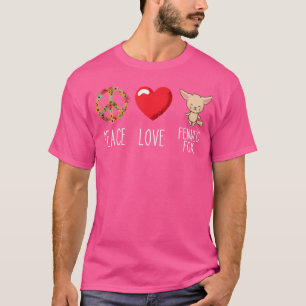 Fennec Fox Love Peace Heart Cute Ears Fennec Fox O T-Shirt