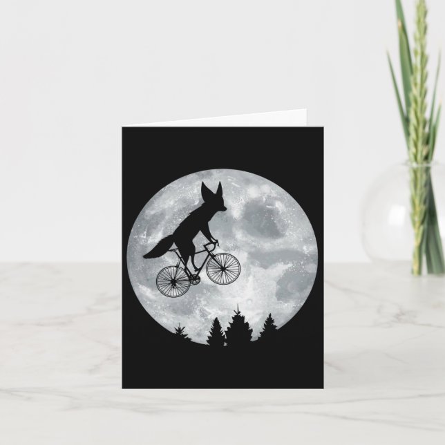 Fennec Fox Riding Moon Bike Halloween Lunar Cyclin Card (Front)