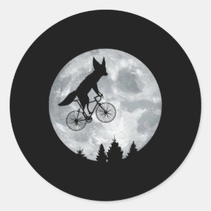 Fennec Fox Riding Moon Bike Halloween Lunar Cyclin Classic Round Sticker