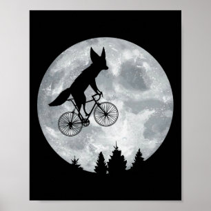 Fennec Fox Riding Moon Bike Halloween Lunar Cyclin Poster