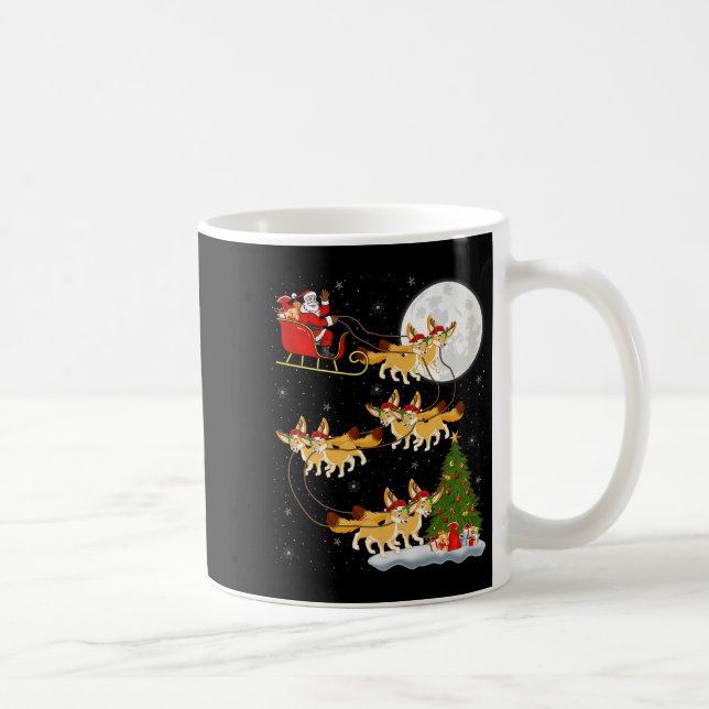 Fennec Fox Santa Sleigh Flying Funny Magical Chris Coffee Mug (Right)