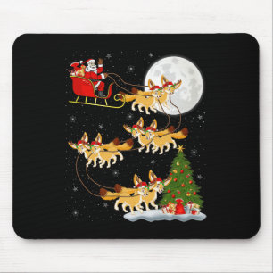Fennec Fox Santa Sleigh Flying Funny Magical Chris Mouse Mat