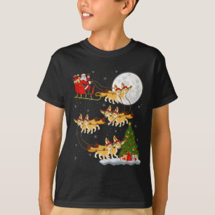 Fennec Fox Santa Sleigh Flying Funny Magical Chris T-Shirt